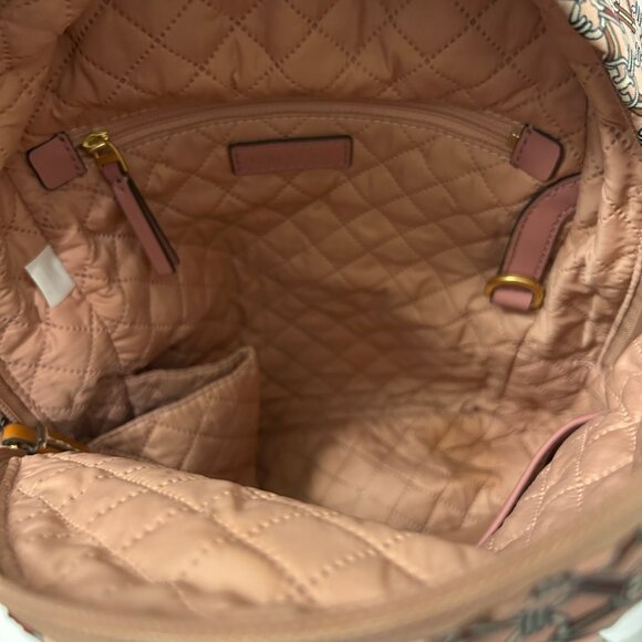Tory Burch Pink Piper Printed Small Backpack Purse Logo Nylon Leather Trim - Picture 5 of 7